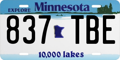 MN license plate 837TBE