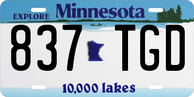 MN license plate 837TGD