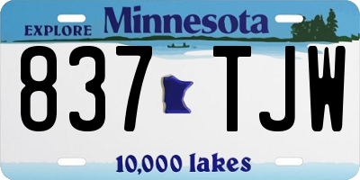 MN license plate 837TJW