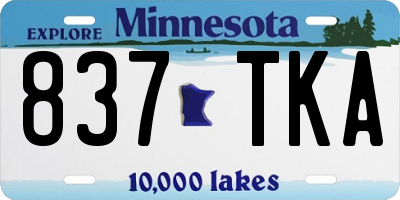 MN license plate 837TKA