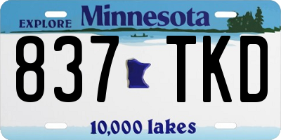 MN license plate 837TKD