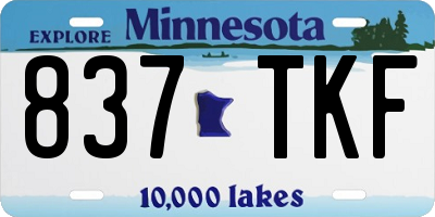 MN license plate 837TKF