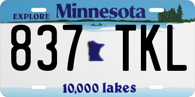 MN license plate 837TKL