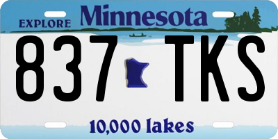 MN license plate 837TKS