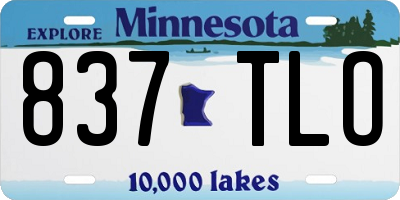 MN license plate 837TLO