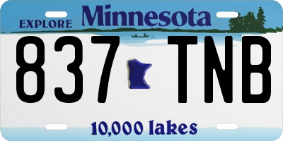 MN license plate 837TNB