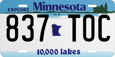 MN license plate 837TOC