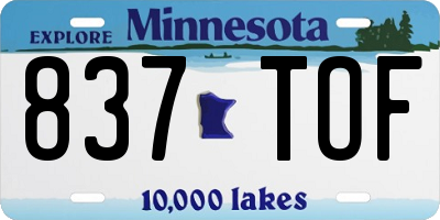 MN license plate 837TOF