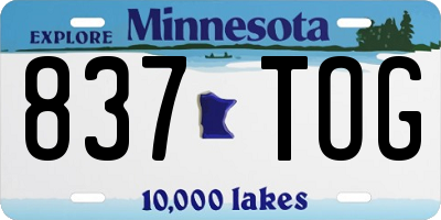MN license plate 837TOG