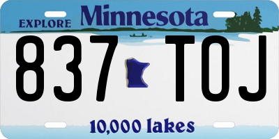 MN license plate 837TOJ