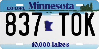 MN license plate 837TOK