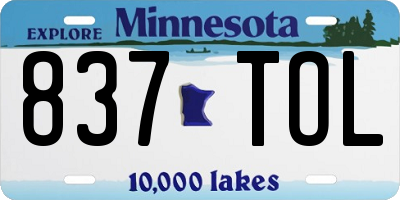 MN license plate 837TOL