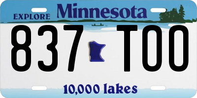 MN license plate 837TOO