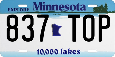 MN license plate 837TOP