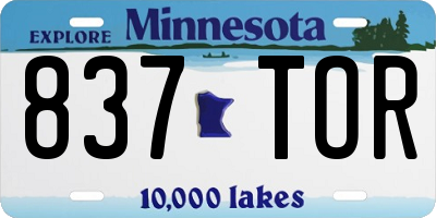 MN license plate 837TOR