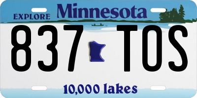 MN license plate 837TOS