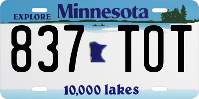 MN license plate 837TOT