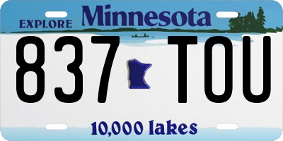 MN license plate 837TOU