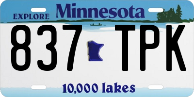 MN license plate 837TPK