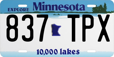 MN license plate 837TPX