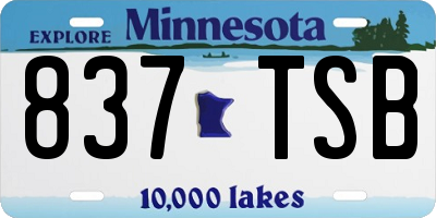 MN license plate 837TSB