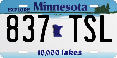 MN license plate 837TSL