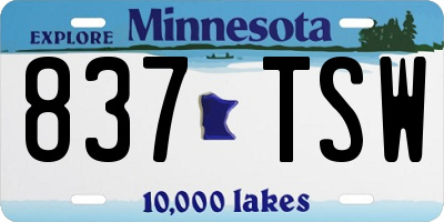MN license plate 837TSW