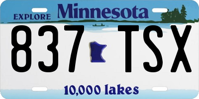 MN license plate 837TSX