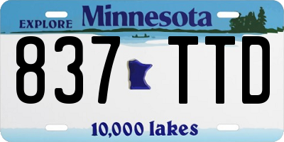 MN license plate 837TTD