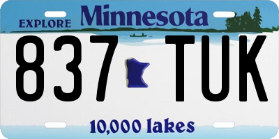 MN license plate 837TUK