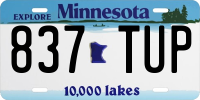 MN license plate 837TUP
