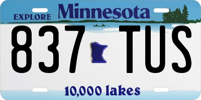 MN license plate 837TUS