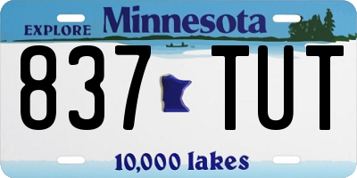 MN license plate 837TUT