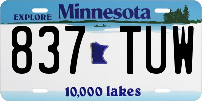 MN license plate 837TUW