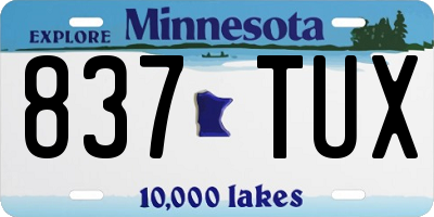 MN license plate 837TUX