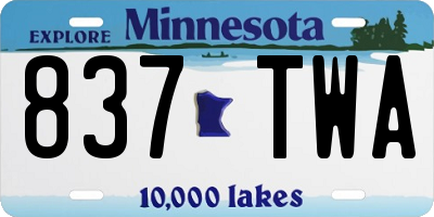 MN license plate 837TWA