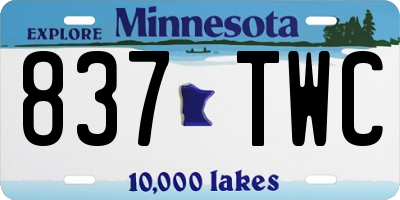 MN license plate 837TWC