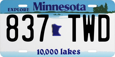 MN license plate 837TWD