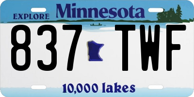 MN license plate 837TWF