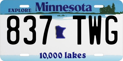 MN license plate 837TWG