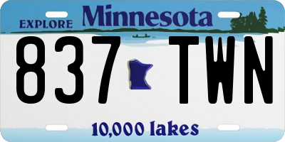 MN license plate 837TWN