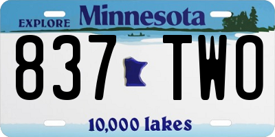 MN license plate 837TWO