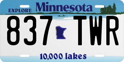 MN license plate 837TWR