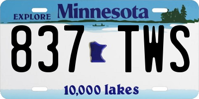 MN license plate 837TWS