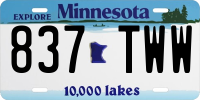 MN license plate 837TWW