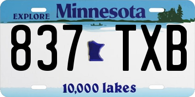 MN license plate 837TXB