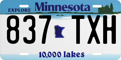 MN license plate 837TXH