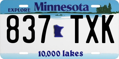 MN license plate 837TXK