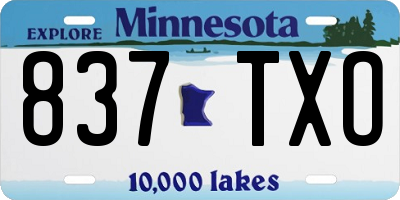 MN license plate 837TXO