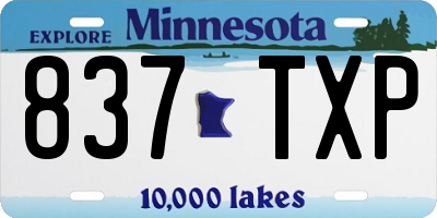 MN license plate 837TXP